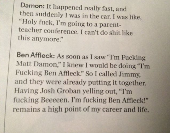 When Ben Affleck provides your #tbt with a quote in the new GQ. #lifehighlight