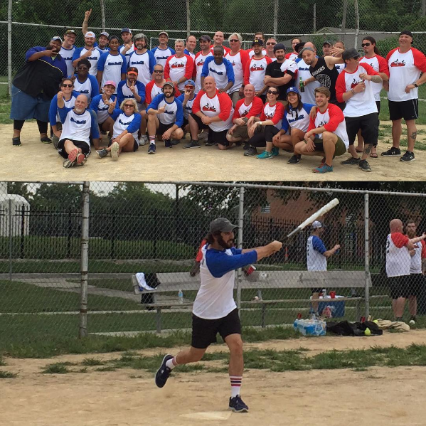 Had a wet hot American summer softball game with my beloved crew and band. The Mudflaps gave a good effort but happy to say my team the Honey Badgers hung in there after burger break to win by 1. 