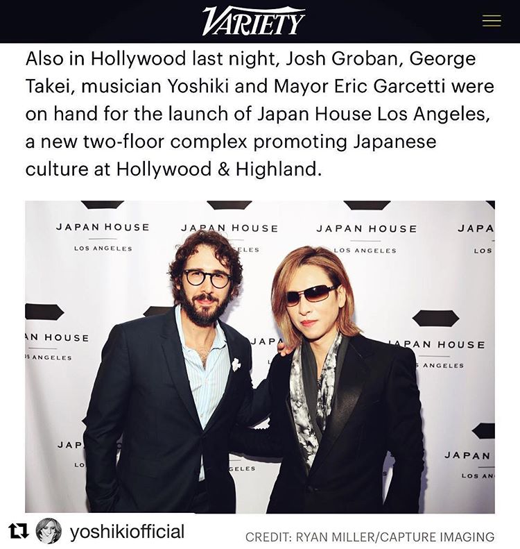          #Repost @yoshikiofficial ・・・ Thanx to my friend @JoshGroban for coming to my performance at #JapanHouseLA Opening Celebration in #Hollywood. @japanhousela @Variety https://bit.ly/2BMpH3f